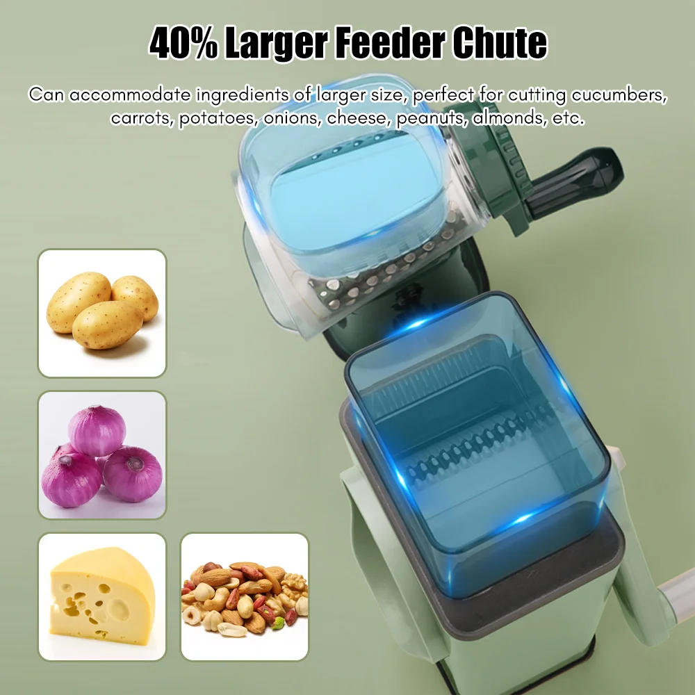 Description Picture 5 of itemMultifunctional Drum Vegetable Cutter Slicer Rotary Vegetable Potato Chopper Grater Grinder Salad Maker Hand Slicer Kitchen Tool