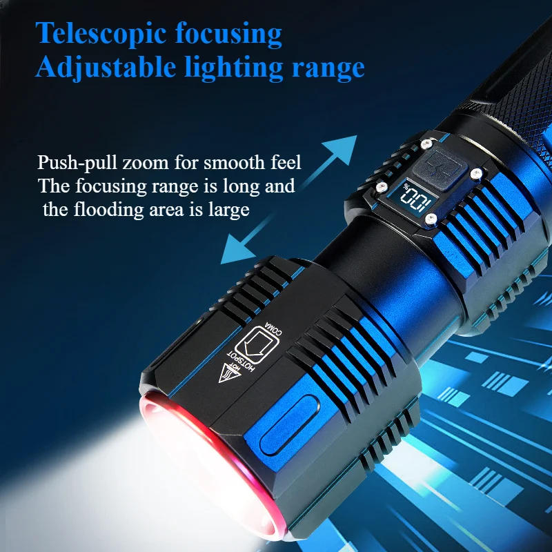 Description Picture 5 of itemNew ultra bright 8000 current clear laser bead 7200mAh battery outdoor camping tactical self-defense ultra long range flashlight