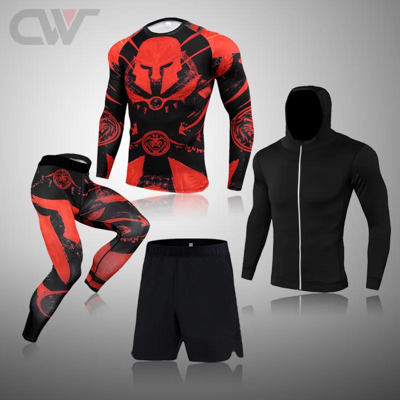 Description Picture 5 of itemWinter Thermal Underwear Suit Men Fitness Clothing 3D Printing Sparta Warm Base layer Sport Suit Compression Sportswear Sets