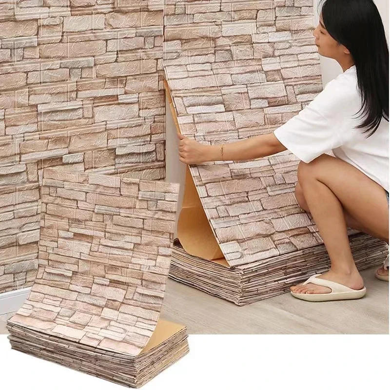 Description Picture 2 of itemWaterproof Wall Stickers 3D Self Adhesive Wallpaper Foam Brick Pattern Peel and Stick Wallpaper Decoration for Bedroom