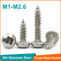 100-500PCS 304 stainless steel M1.2 M1.4 M1.5 M1.6 M1.7 M2 M2.2 M2.3 M2.6 Cross Phillips Pan Round Head Self tapping Screw Small