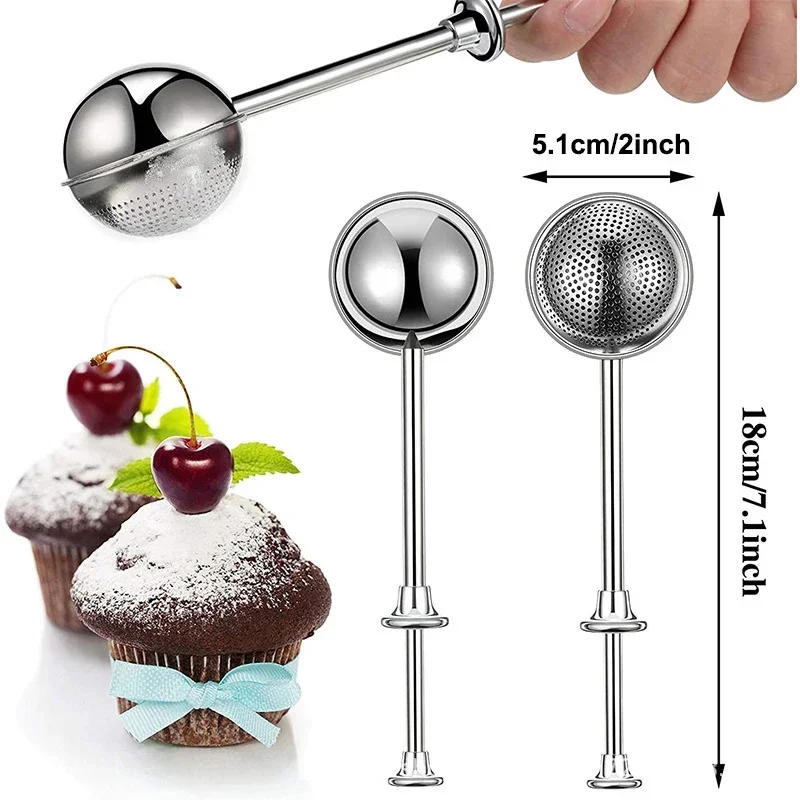 Description Picture 5 of itemTea-strainer Ball Retraction Flour Sieve Shaker DIY Baking Cake Dessert Cocoa Powder Sugar Sifter Sprinkle Spices Coffee Spring