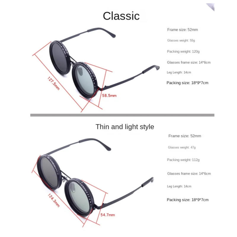 Description Picture 5 of itemFashion Vintage Style polarized sunglasses Rounded ND9 ND Filter Lenses Glasses Adjustable UV400 ND2-400 Retro Glasses Unisex