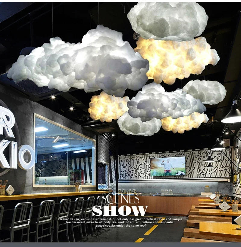 Description Picture 3 of itemNordic Simulation Cloud Pendant Light For Living Room Restaurant Kids  Silk Cotton Led Indoor Decor Lighting