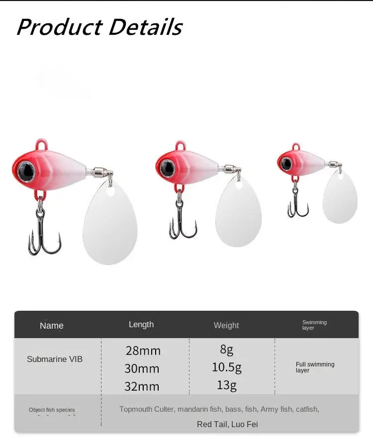 Description Picture 3 of itemSpinner Bait Sinking Metal Jig VIB Chatterbait Rotating Tail Vatalion Lure Sea Fishing Tackle Bass Carp Spoon Wobblers Buzzbait