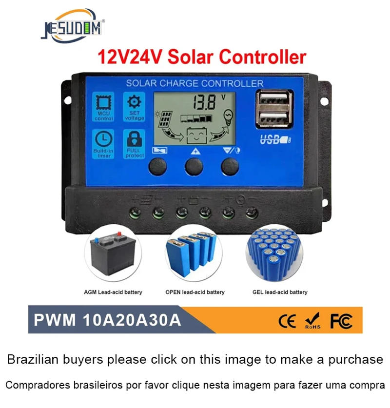 Description Picture 4 of itemPWM Solar Controller 12V/24V Auto. 30A20A10A LCD Battery PV Cell Panel Charger Regulator Lamp 100W 200W 300W 400W 500W