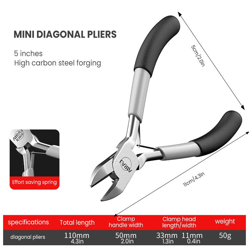 Description Picture 3 of itemAIRAJ 8 Pcs Mini Pointed Toothless Flat Mouth Extended Needle Mouth Oblique Mouth Pliers Flat Mouth Wire Binding Pliers Set