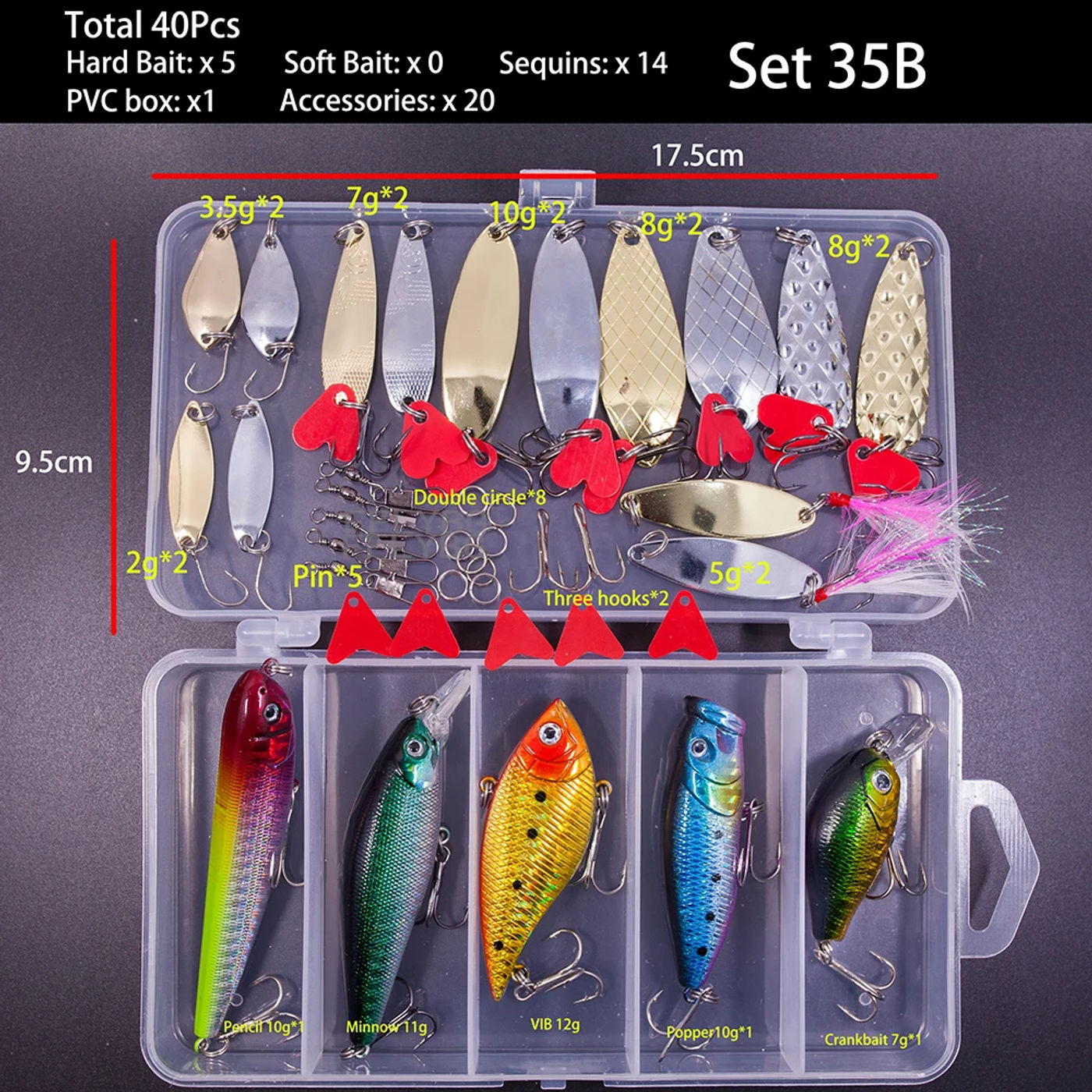 Description Picture 6 of itemBig Mixed Fishing Lure Set Soft Hard Bait Kit Artificial Bionic Minnow Swing Metal Jig Spoon Tackle Accessories Bass Pike CranK
