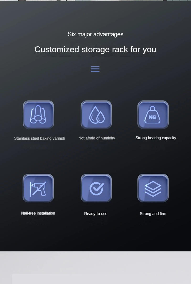 Description Picture 5 of itemBath Shelf Bathroom Accessories Black Shower Room Hanging Basket Removable Storage Rack Stainless Steel Shampoo Holder With Hook