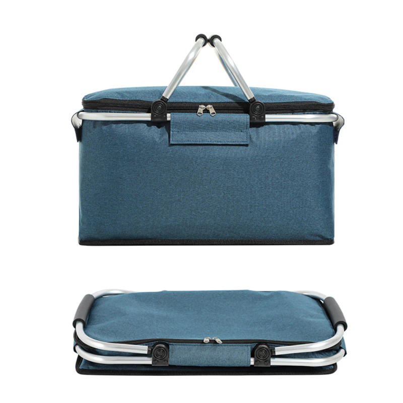 Description Picture 3 of itemInsulated Picnic Basket Portable Collapsible Grocery Bags Leakproof Cooler Bag Basket With Handle Large Capacity Camping Travel