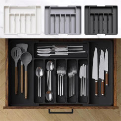 Kitchen Drawer Cutlery Storage Tray Expandable Silverware Organizer For Knife Forks Utensil Holder Tableware Organizer Container