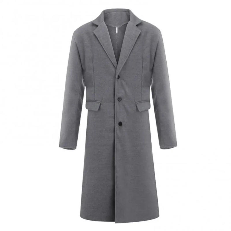 Description Picture 6 of itemHOTWinter Men Long Sleeve Buttons Jacket Overcoat Mid-length Trench Coat Jacket