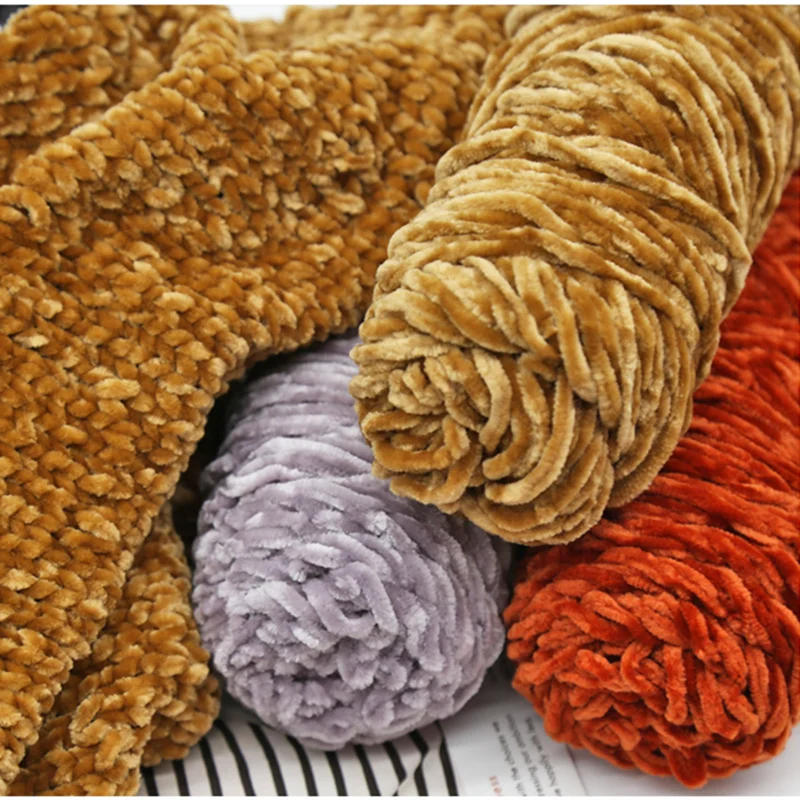 Description Picture 2 of itemDIY Chenille Gold Velvet Luster Wool Yarn Knitting Sewing Apparel Material Woven for Scarf / Sweater / Doll / Bag 100g