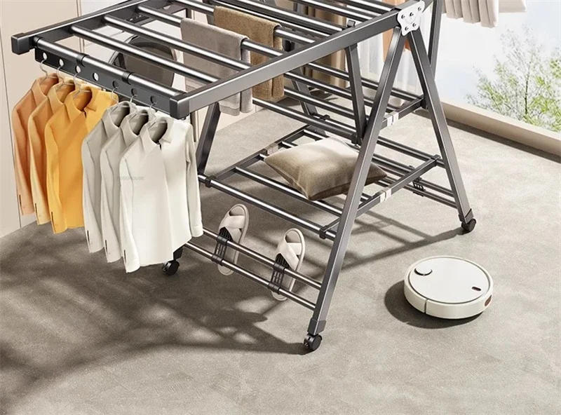 Description Picture 6 of itemOutdoor Balcony Folding Clothes Drying Racks Aluminum Alloy Indoor Quilt Drying Artifact Floor Multifunction Laundry Drying Rack