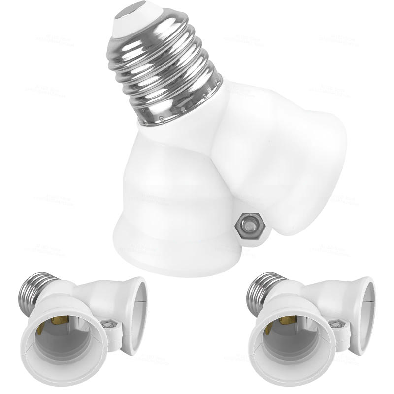 Description Picture 5 of item2025 NEW 2In1 E27 Socket Base 220V Extender Splitter Converter Plug Halogen Light Lamp Bulb Holder Copper Contact Adapter Tool