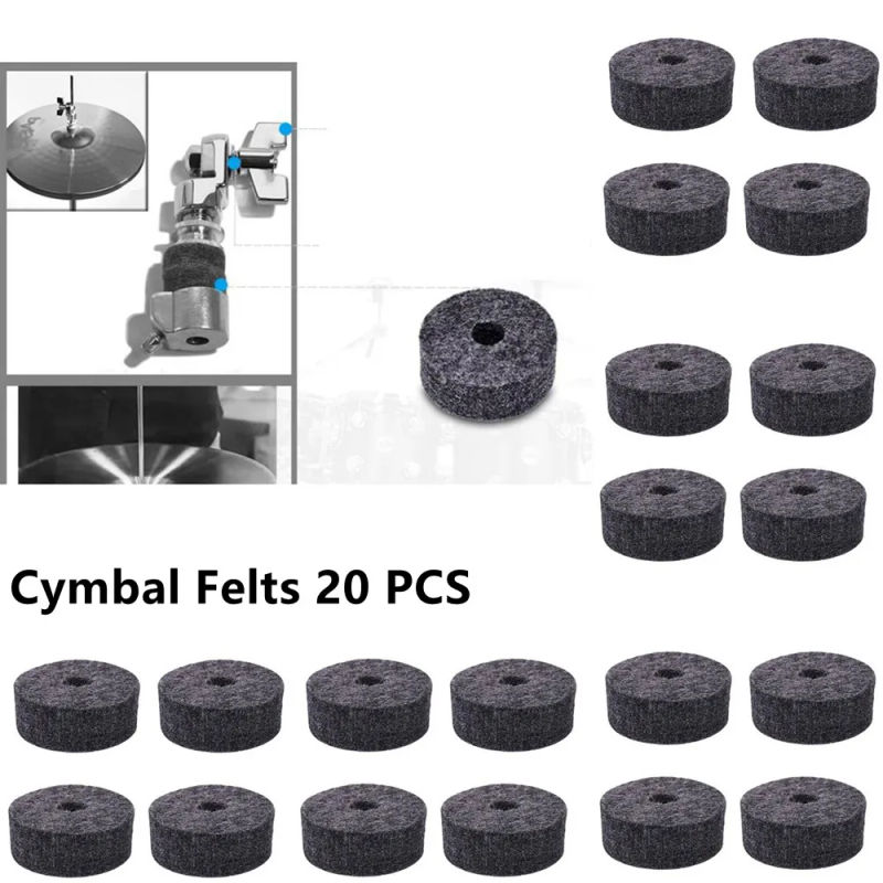 Description Picture 6 of item20Pcs Cymbal Felt Washer For Felts Crash Cymbals Clutch Felt Drum Parts Set Gray/Black Musical Instrument Parts Accessories