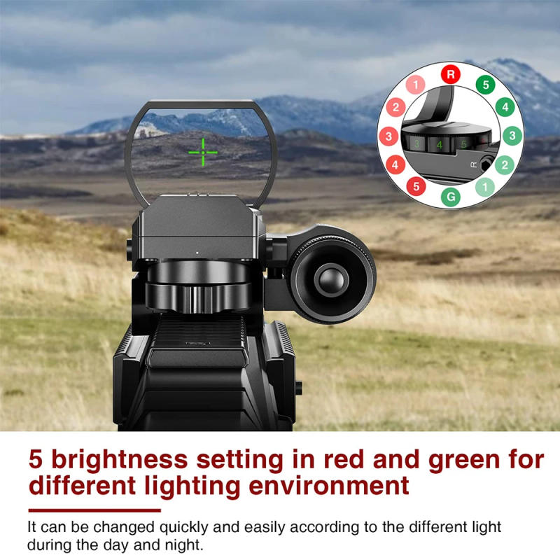 Description Picture 5 of itemRed Green Dot Sight Laser Scope Tactical Riflescope Hunting Optics Red Dot Sight 4 Reticle Scope Collimator Sight for 11mm/20mm
