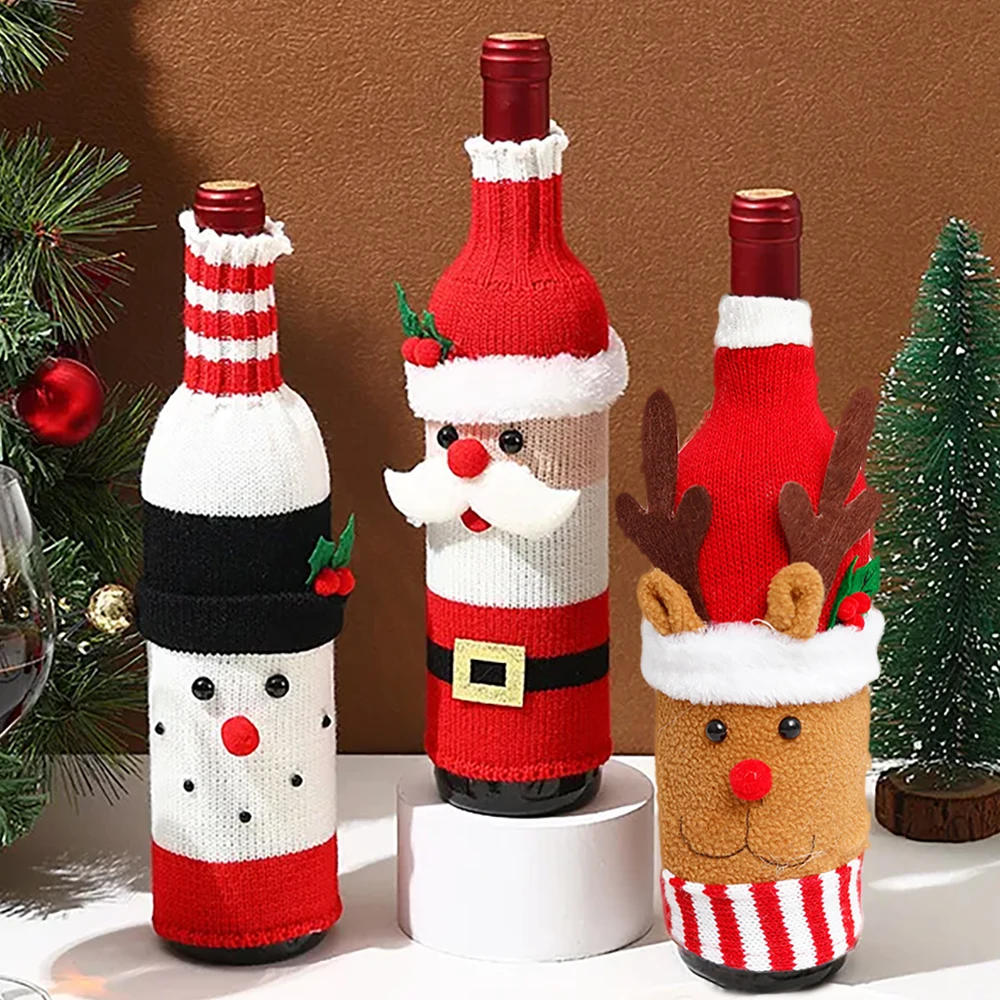 Description Picture 3 of itemCreative Christmas Wine Bottle Set Santa Snowman Wine Bottle Cover Bags Christmas Party Dinner Table Decorations New Year Gifts