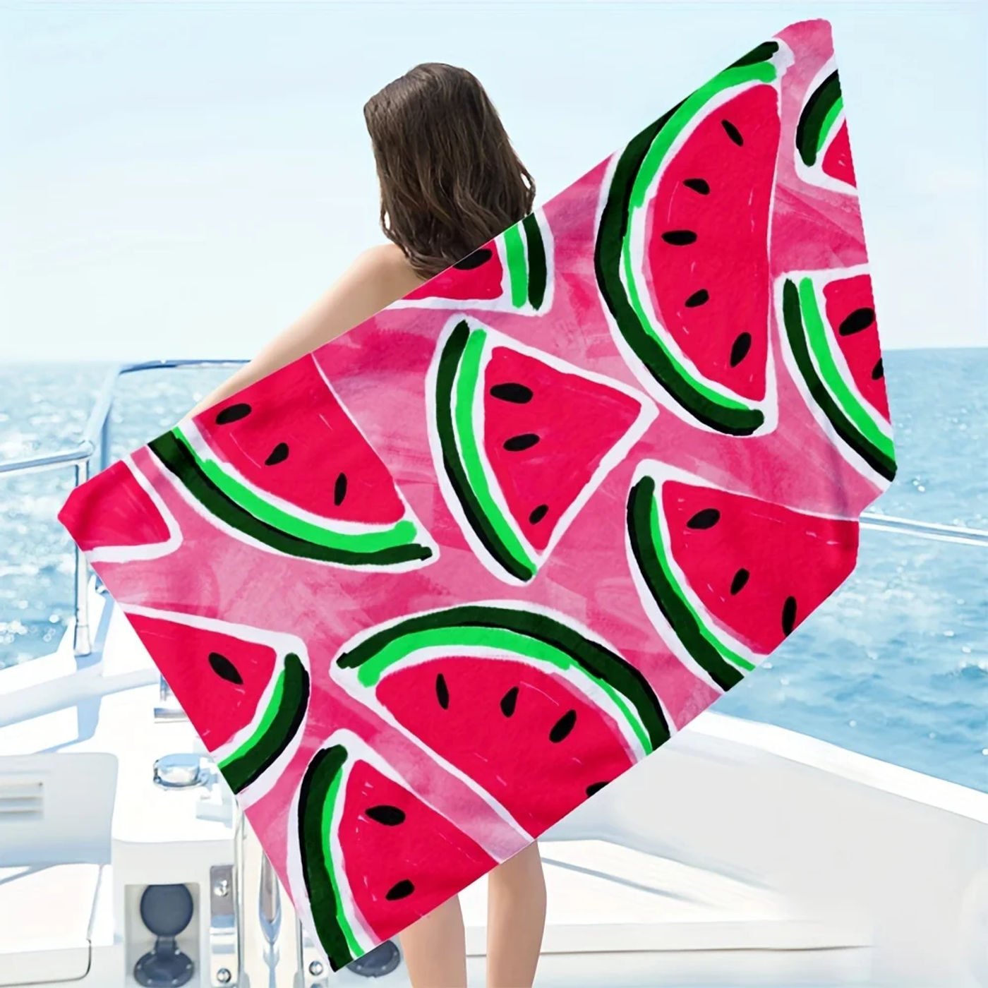 Description Picture 4 of itemWatermelon Pattern Beach Towel, Lightweight Microfiber Beach Towel - Sandproof & Quick Drying, Perfect For Travel