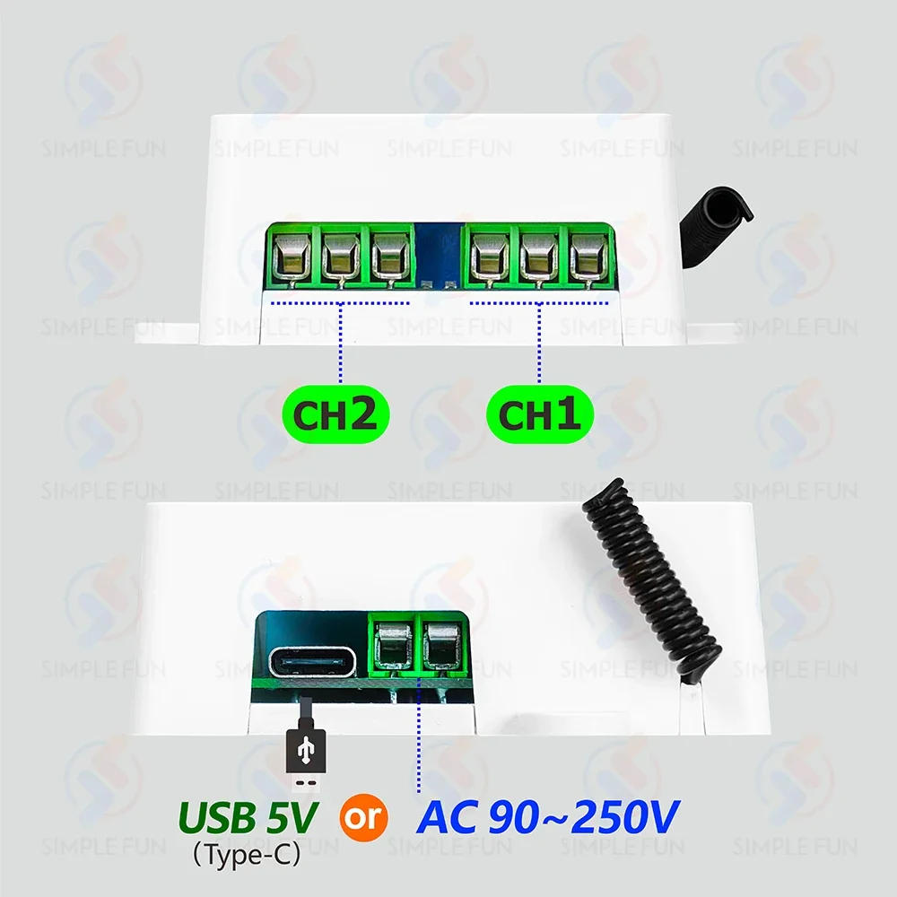 Description Picture 6 of item433MHz Wireless Remote Control Light Switch 2 CH,AC 110V 220V RF Relay,500m Control Distance,for Lamp/Motor/Garage Door Opener