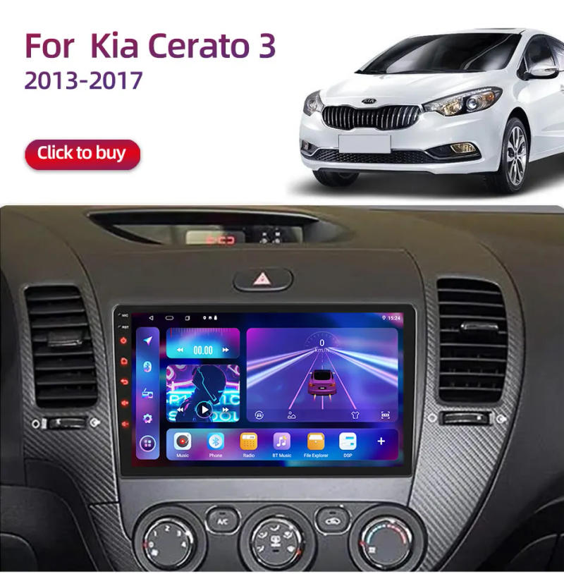 Description Picture 5 of itemCar GPS Multimedia Radio Video Player with CarPlay auto 2 Din 4G Android 12 9inch for Kia Cerato 3 K3 Forte 2013-2017