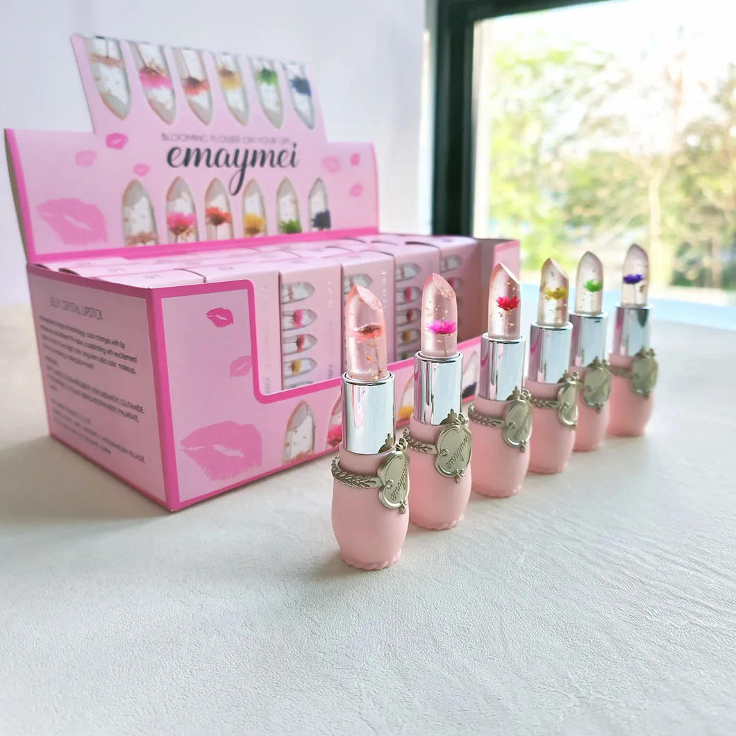 Description Picture 6 of itemWholesale 24 PCS Lip Balm Set Flowers Jelly Colour Changing Lipsticks Long Lasting Moisturizing Jelly Warm Pink Lipstick