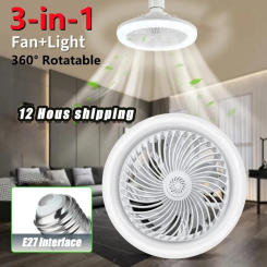 LED Light Fan with Remote Control and 3-Speed E27 Lighting Base for Bedroom and Living Room Lighting 2-in-1 Ceiling Fan Lights