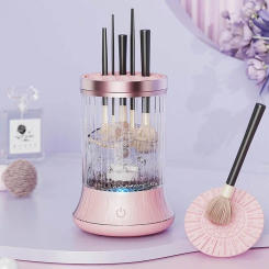 Rechargeable Electric Makeup Brush Cleaner Quick-dry Convenient Cosmetic Brush Cleaner Machine Visible Rotary