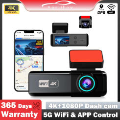 Aprilboy K8 WIFI Dash Cam 4K Car DVR Front and Rear Dual Lens Auto Car Camera with APP Control Night Vision 24H Parking Monitor