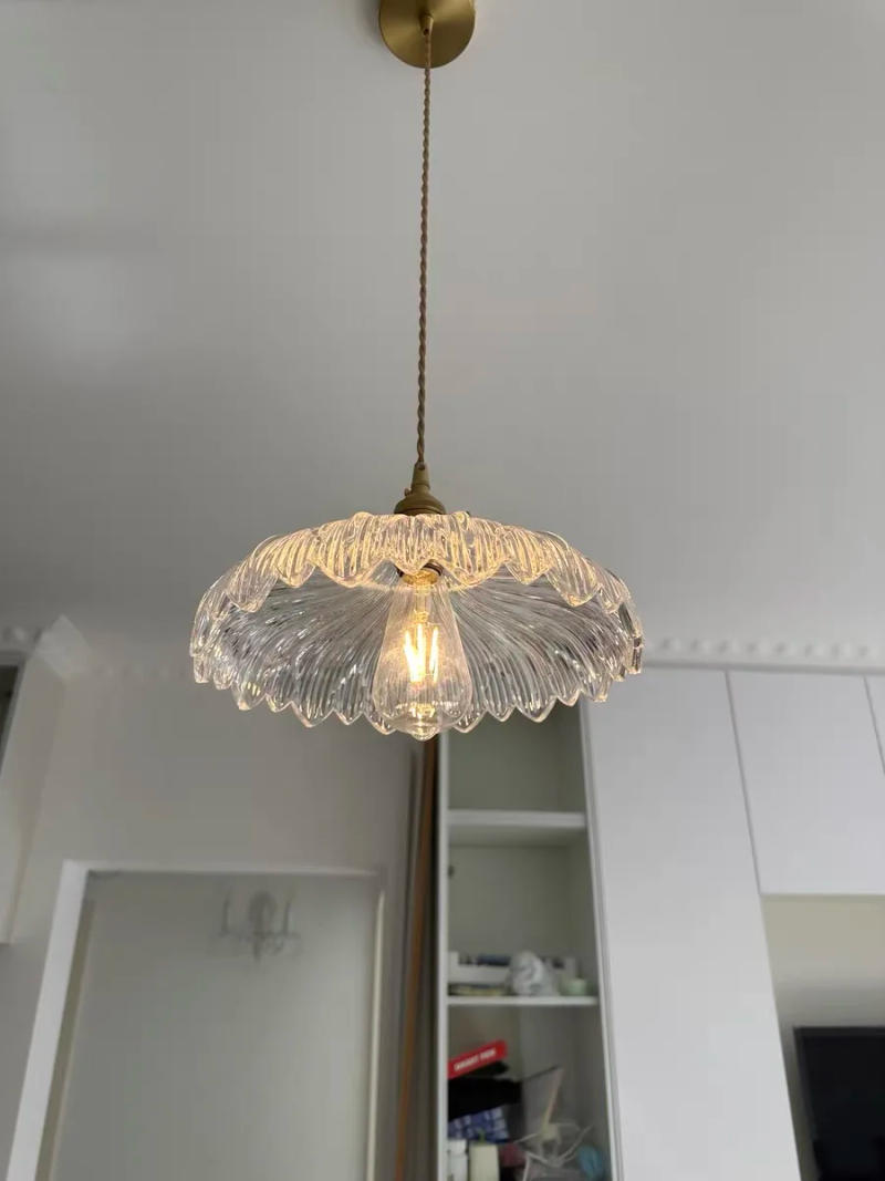 Description Picture 5 of itemIWHD Nordic Vintage Green Glass LED Pendant Light Fixtures Copper Socket Dinning Room Bedroom Restaurant Modern Hanging Lamp