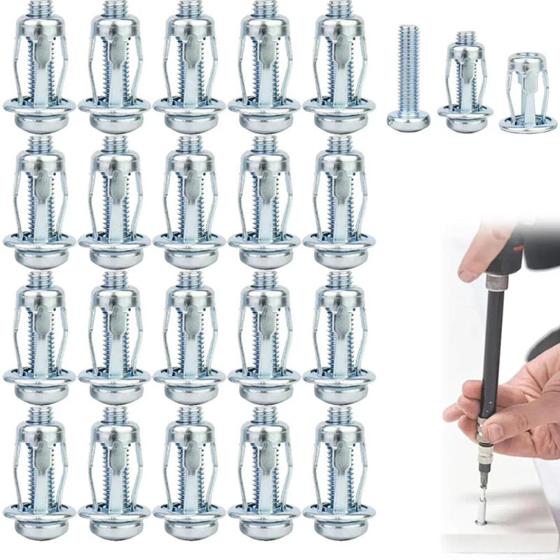 Description Picture 2 of item20Pcs Expansion Screw Nuts With Screw Petal Shape Rivets Nut Metal Nut Bolt Hollow Iron Sheet Plate Furniture Hardware Home