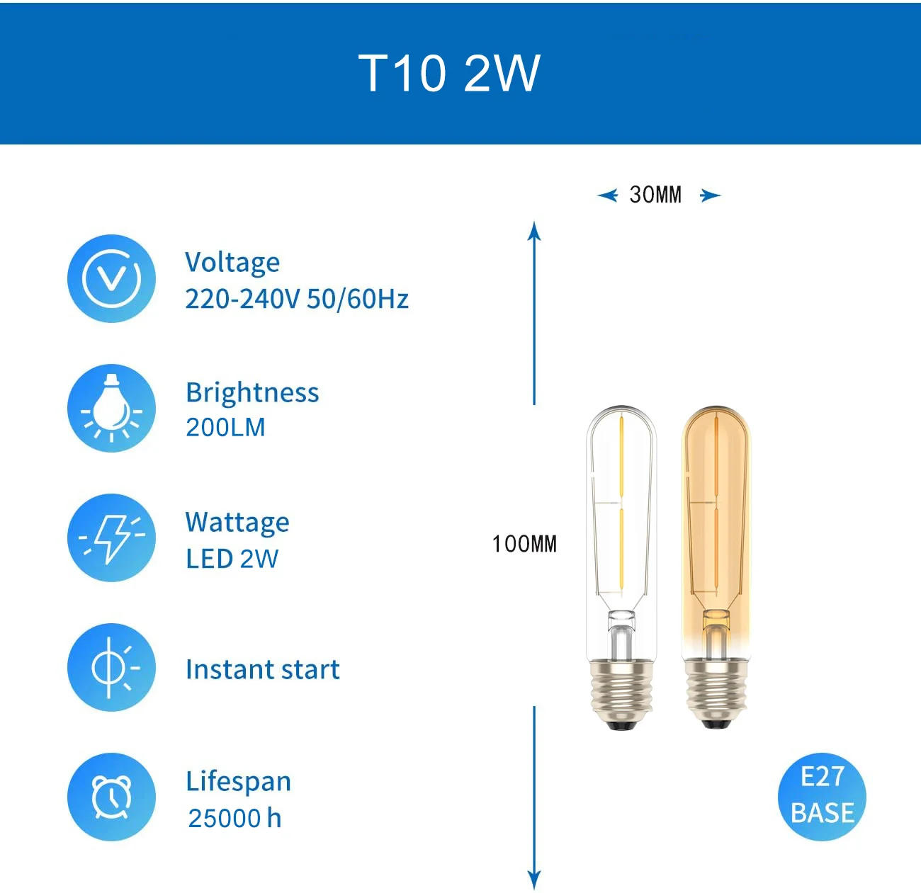 Description Picture 4 of itemE27 Vintage Edison LED Light Lamp T185 T225 T300 LED Bulb  2W 3W 4W 5W 6W 7W 8W 220V Retro Flame Light For Home Decoration