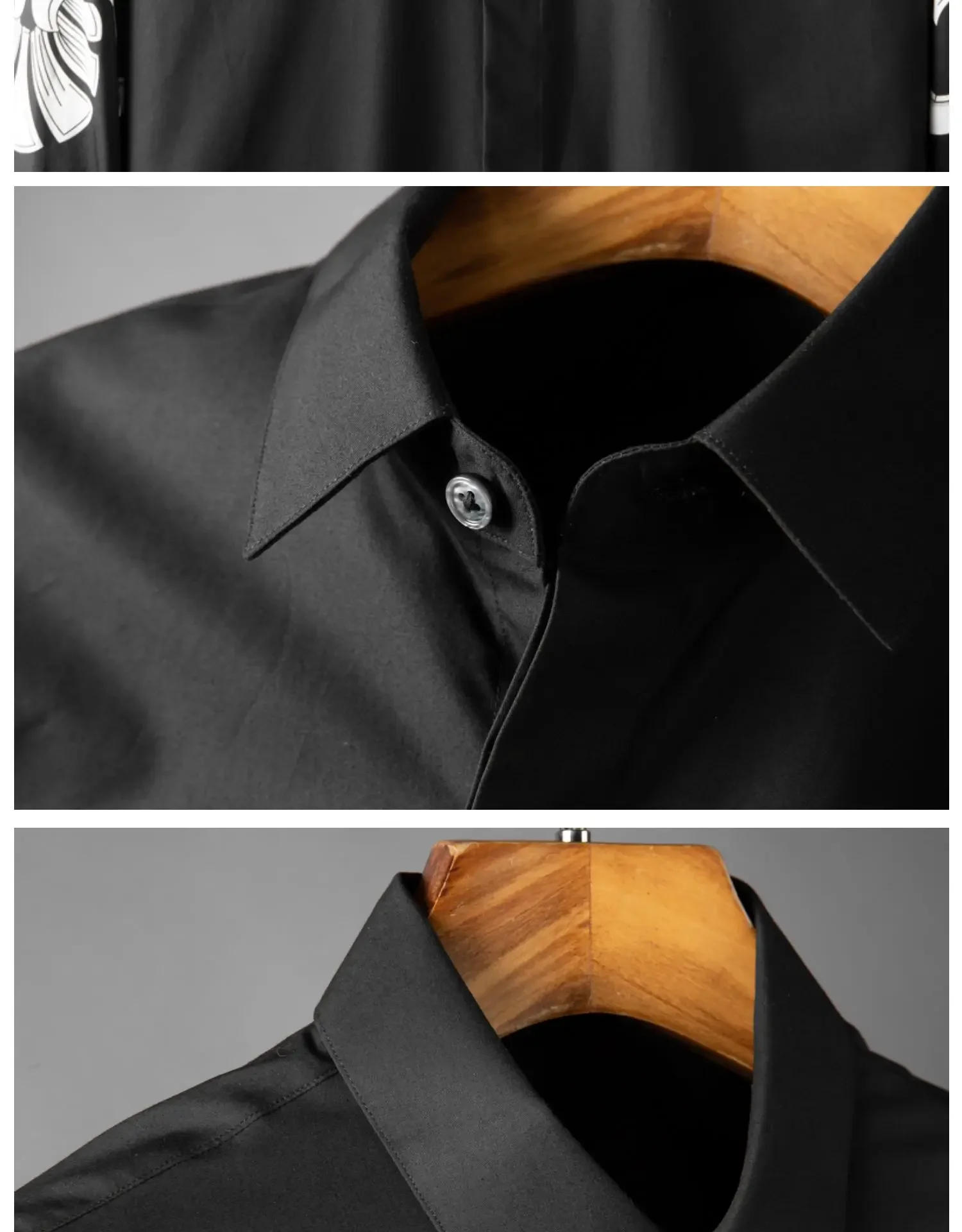 Description Picture 5 of item2023 spring Court Style Patchwork Men's Casual Shirt Long Sleeve Slim Business Formal Dress Shirts Handsome Camisa Masculina