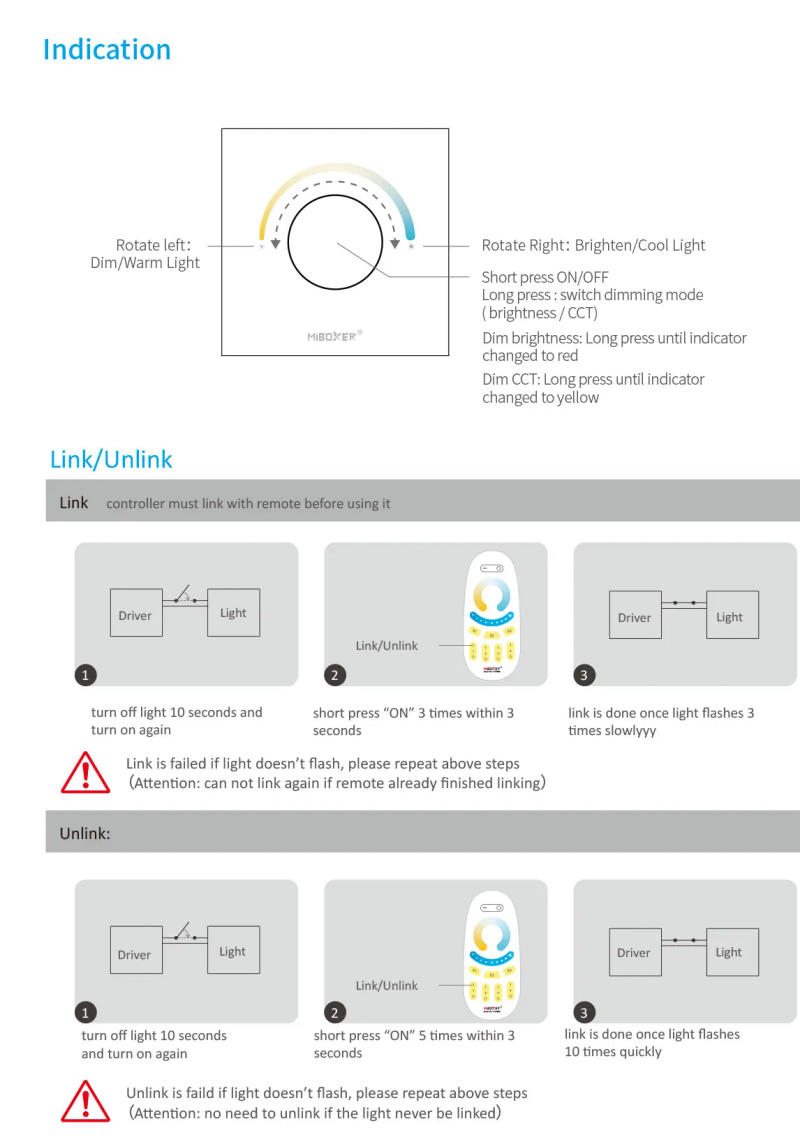 Description Picture 5 of itemP0 Rotating Switch Panel Remote Color Temperature Brightness Dimming Knob Adjust LED Controller Wall Mounted For CCT LED Lamp