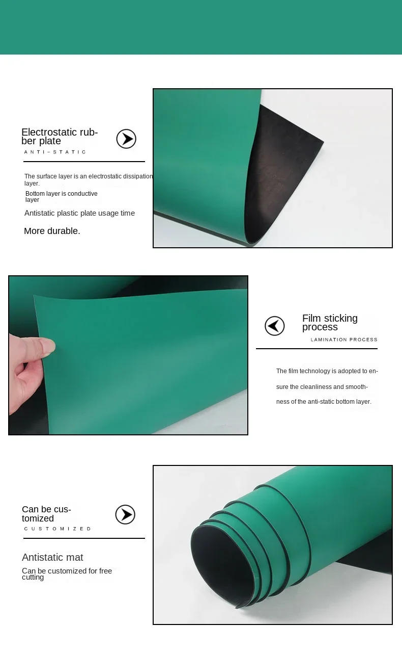 Description Picture 5 of item1000*500*2mm Anti-static Table Mat Table Mat Table Cloth Anti-slip Laboratory Rubber Green Rubber Mat