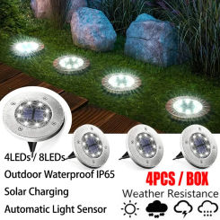 4PCS Solar LED Floor Lamp 8/20LED Outdoor Lawn Light Waterproof Underground Lamps for Lawn Decoration Garden Terrace Courtyard