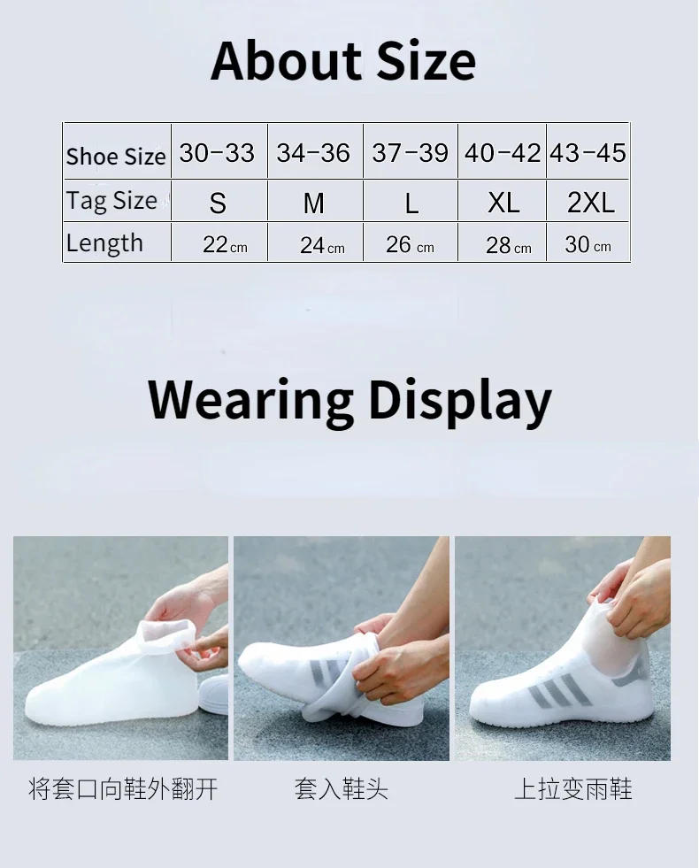 Description Picture 2 of itemWaterproof Silicone Shoe Cover High Top Rain Boots Cover Non-slip Shoes Protector Outdoor Reusable Thickened Footwear Children