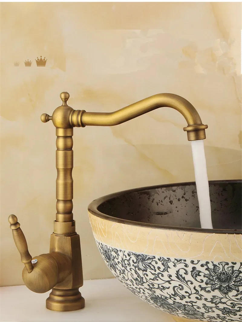 Description Picture 6 of itemGold Basin faucet Antique Bronze bathroom Deck Mounted Black Kitchen Faucet  sink tap Hot Cold Chrome basin Tap Brass