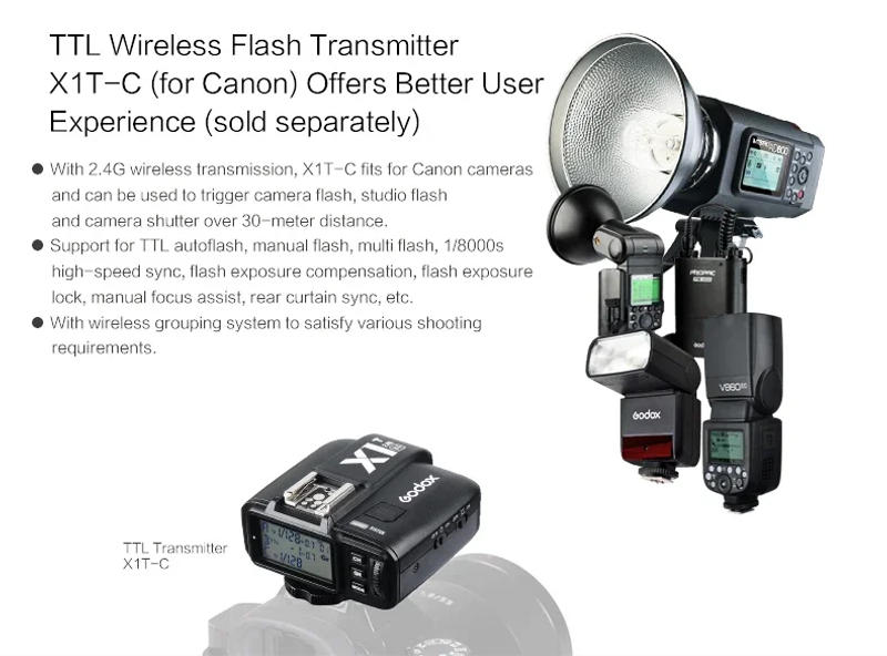 Description Picture 5 of itemGodox TT350 TTL Camera Flash 1/8000s High-speed 2.4G Wireless X System Flash Speedlite For Canon Nikon Sony Fuji
