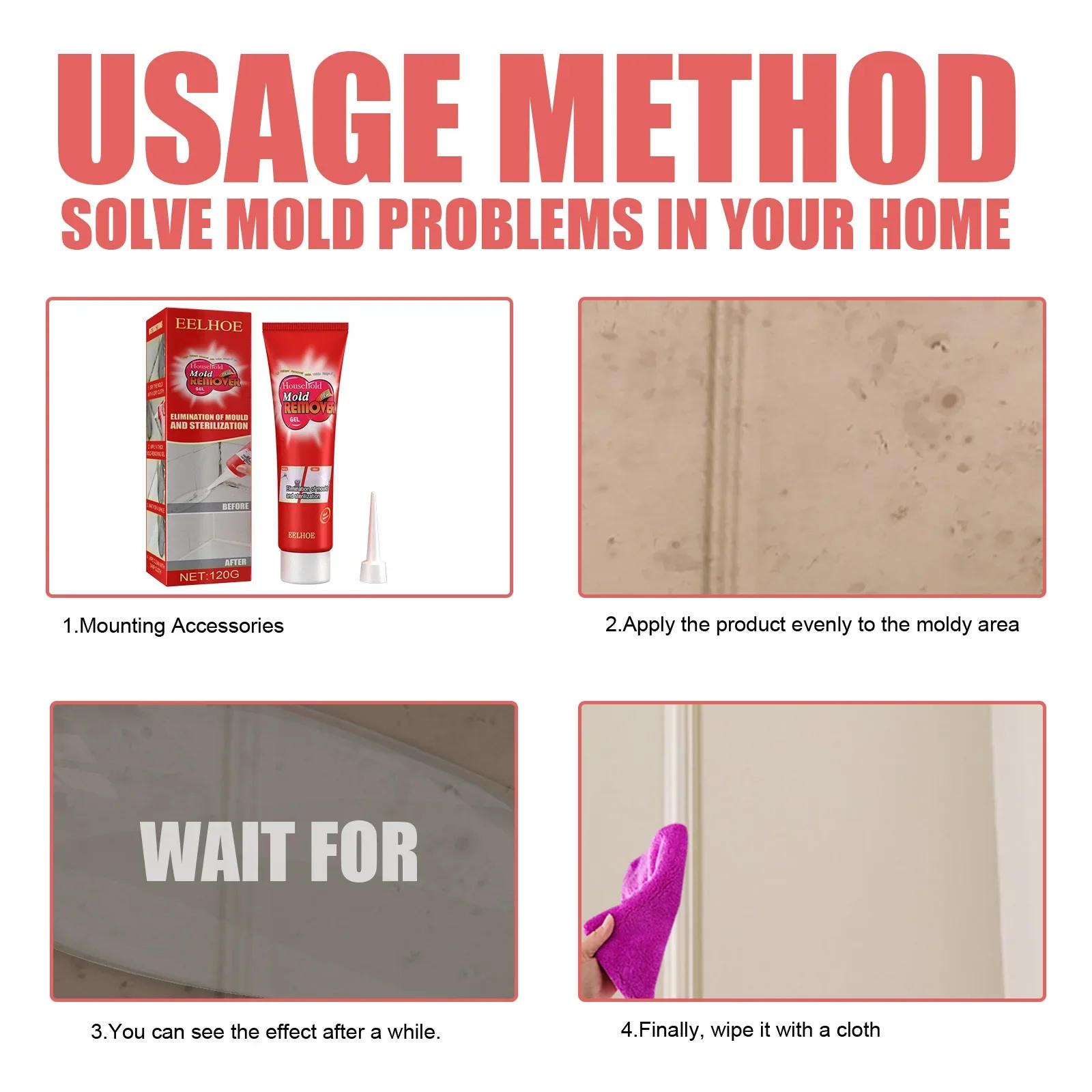 Description Picture 6 of item20g Wall Mold Mildew Remover Cleaner Caulk Gel Pool Tile Gap Spot Mold Remover Washing Machine Bathroom Mildew Gel Remover Gel