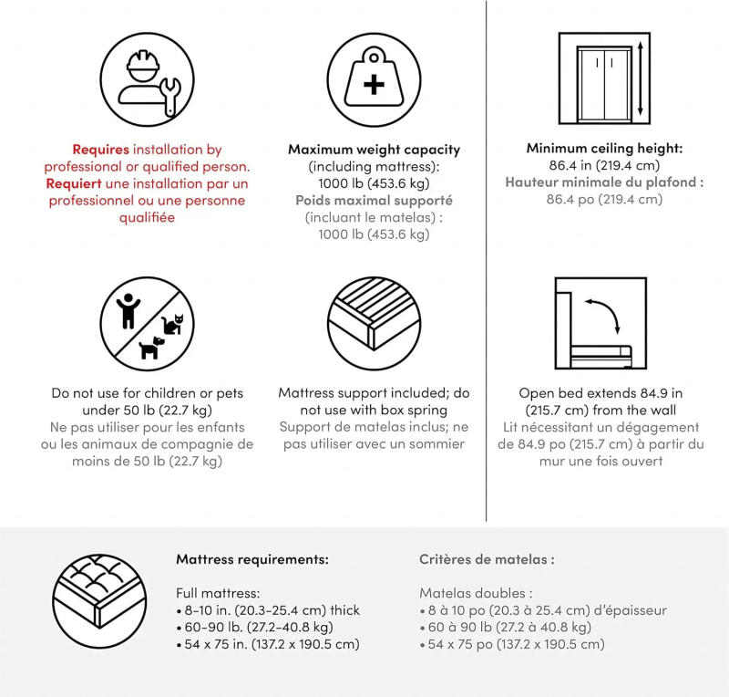 Description Picture 6 of itemFull Murphy Bed with Closet Organizer with Drawers 84-inch White Space-Saving Sleeping Arrangement for Multipurpose Room