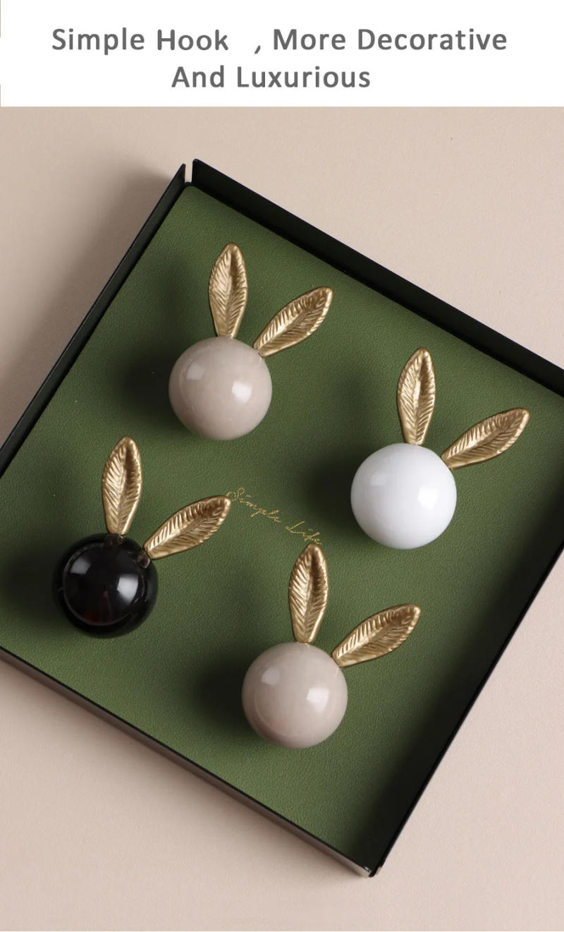 Description Picture 4 of itemWall Coat Hooks wall hooks decorative Mounted Coat Rack Hat Hooks key Bathroom Towel hooksWall Hangers Rabbit Ceramic Round Hook