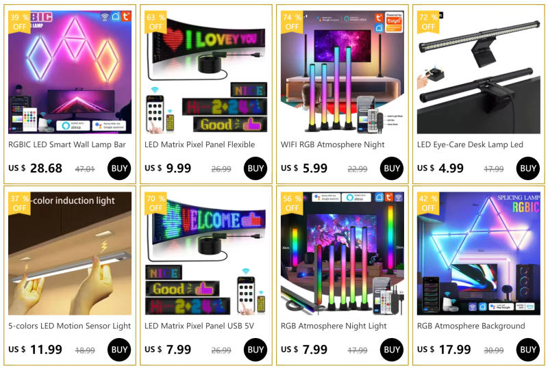 Description Picture 2 of itemRGB Block Pixel Splicing Display Screen Matrix Pixel Dynamic Text Animation Wall Hanging Lamp Atmosphere DIY Lamp Gift