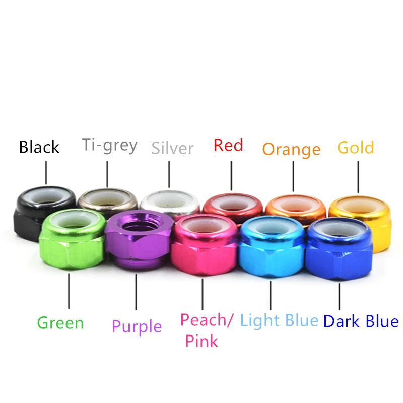 Description Picture 4 of item2-5pcsAluminum Rivet NutsM2 M2.5 M3 M4 M5 M6 M8Colorful Aluminum Alloy Flange Nylon Insert Lock Self-locking Nut RC Model Nuts