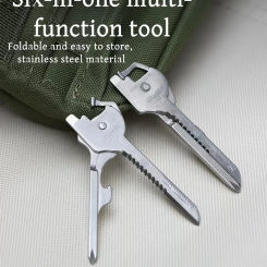 Multi Function Folding Tool Keychain Opener Screwdriver EDC 6 In 1 Utility Outdoor Survival Rescue Pocket Plier KeyRing