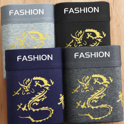 4 pieces of Men's underwear Golden dragon boxers Comfortable and breathable fashion trend underwear Men's boxers