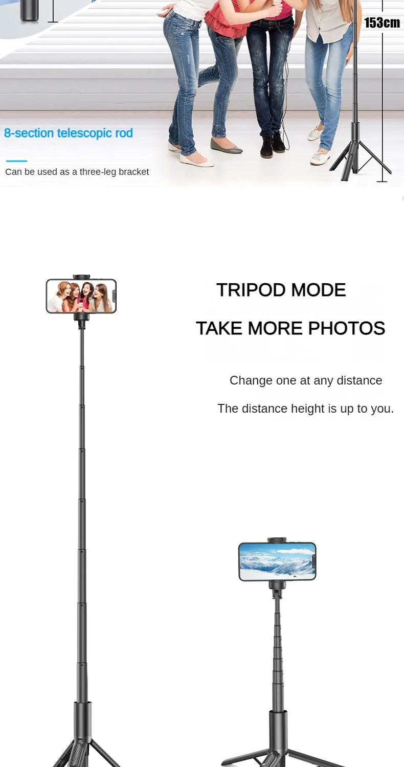 Description Picture 3 of itemIconic Brand 60" Selfie Stick Tripod All-In-1 Extendable Cell Phone Tripod Stand With Integrated Remote For 4-7 Inch IPhone Android