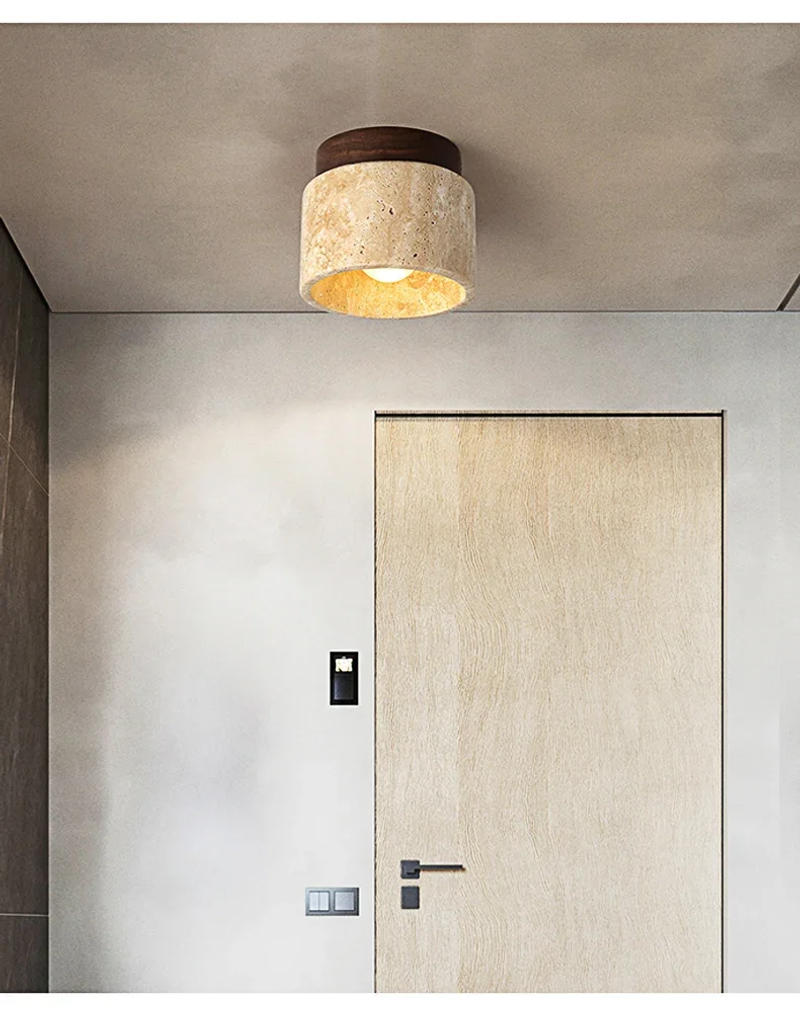 Description Picture 3 of itemWabi Sabi Yellow Marble Ceiling Light Lobby Entrance Corridor Balcony Restaurant Hotel Aisle Travertine Decorative Lamp
