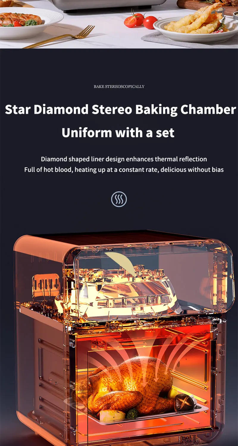 Description Picture 6 of item10L Large Capacity Electric Air Fryers Oil-free Automatic Household Kitchen 360°Baking Convection Oven Deep Fryer without Oil