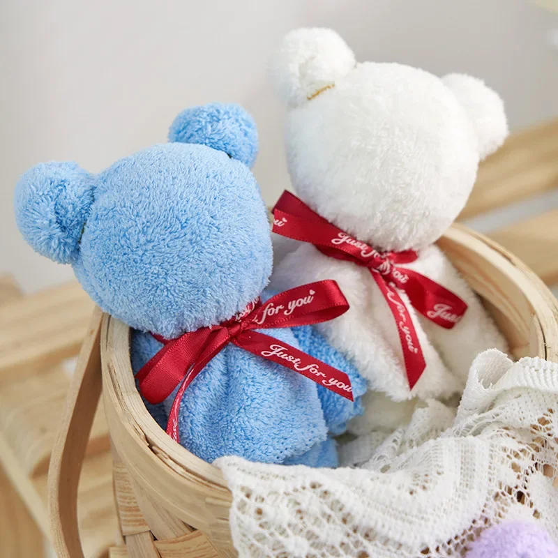 Description Picture 3 of itemCoral Velvet Bunny Bear Plush Towel Cute Bear Doll Baby Towels Soft Absorbent Bath Face Hand Towel for Wedding Business Gifts